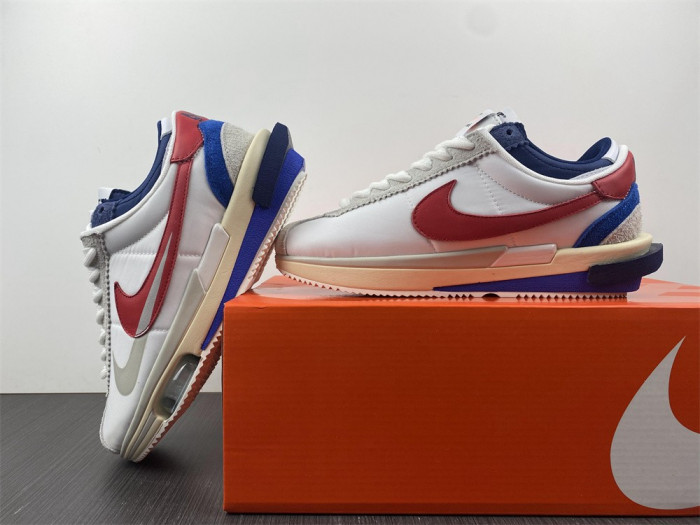 sacai x Nike Cortez 2022 White Red Blue DQ0581-100
