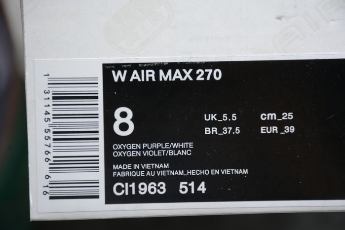 Nike Air Max 270 Oxygen Purple White CI1963-514